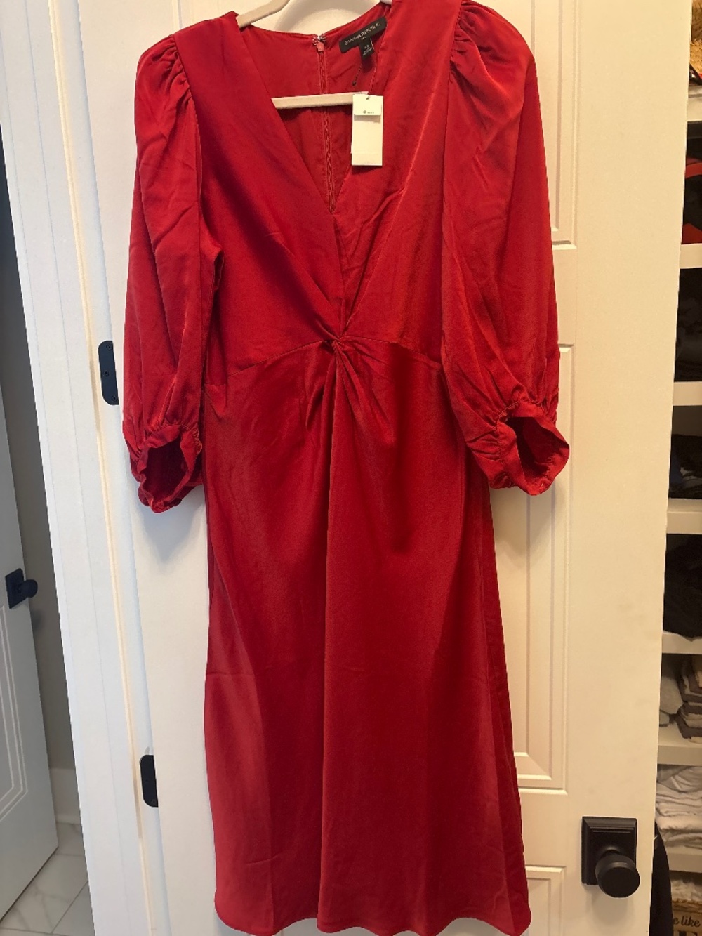 Red satin dress
